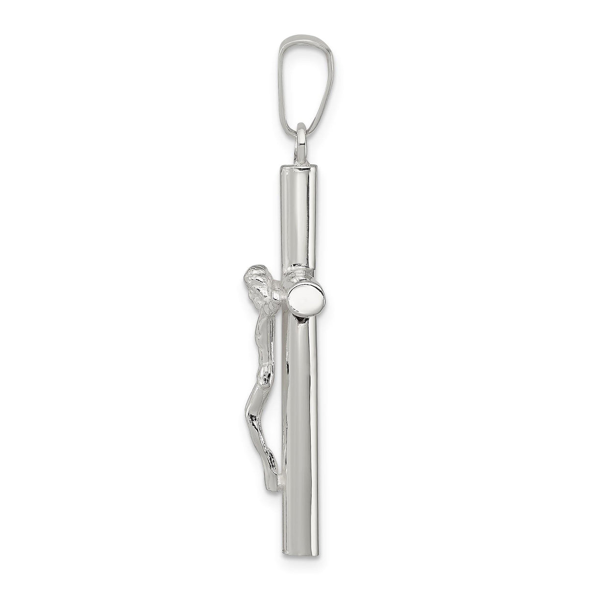 Sterling Silver Crucifix Pendant with Detailed Jesus Figure, Christian Religious Charm