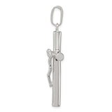 Sterling Silver Crucifix Cross Pendant with Polished Jesus Design, Catholic Religious Charm