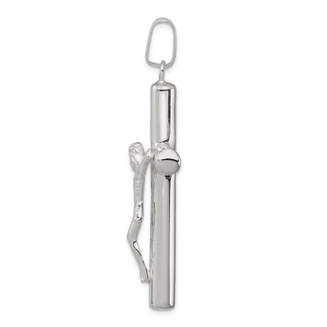 Sterling Silver Crucifix Cross Pendant with Raised Jesus Figure and Polished Robe Design