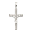 Sterling Silver Crucifix Cross Pendant with Raised Jesus Figure and Polished Robe Design
