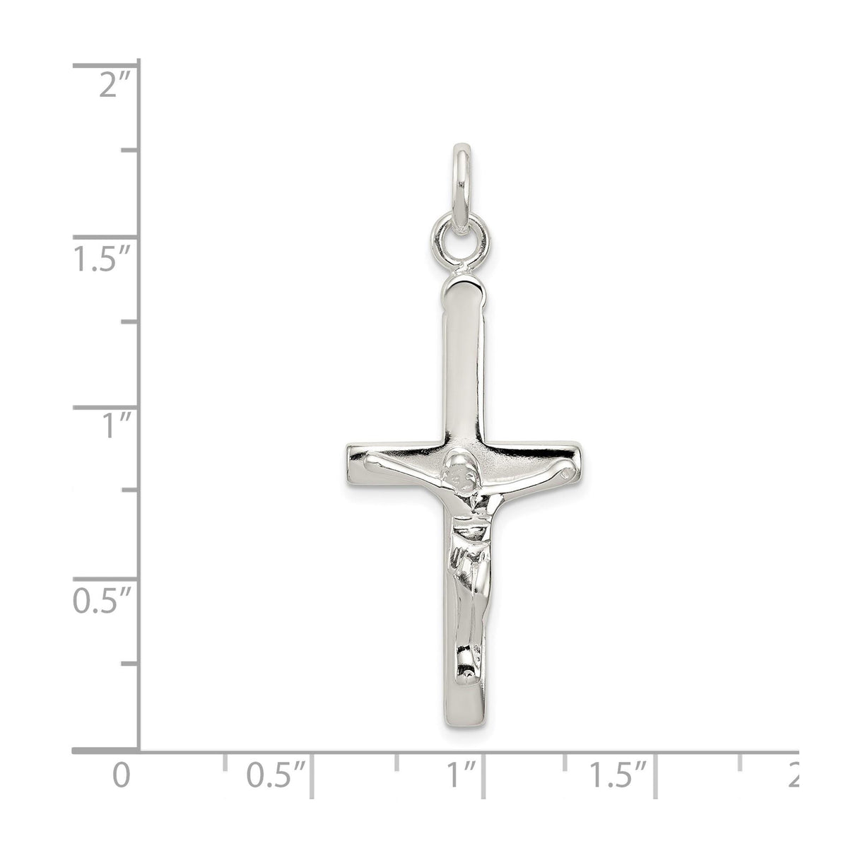 Sterling Silver Crucifix Cross Pendant with Polished Finish and Detailed Christ Figure