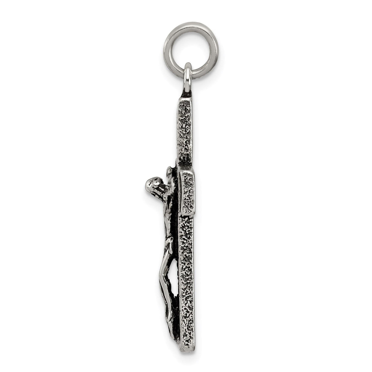 Sterling Silver Crucifix Pendant with Antiqued Finish Featuring Jesus on the Cross