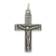 Sterling Silver Crucifix Pendant with Antiqued Finish Featuring Jesus on the Cross
