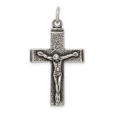 Sterling Silver Crucifix Pendant with Antiqued Finish Featuring Jesus on the Cross