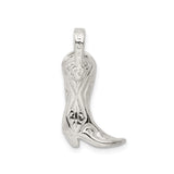 Sterling Silver Cowboy Boot Pendant with Western Charm for Women, Rodeo Style Jewelry