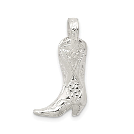 Sterling Silver Cowboy Boot Pendant with Western Charm for Women, Rodeo Style Jewelry