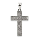 Sterling Silver Crucifix Pendant with Textured Woodgrain Cross and Detailed Jesus Figure