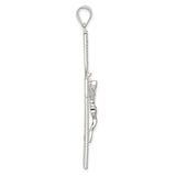 Sterling Silver Crucifix Pendant with INRI Charm and Beaded Edge Religious Jewelry