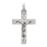 Sterling Silver Crucifix Cross Pendant with INRI Charm and Filigree Detailing