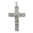 Sterling Silver Crucifix Cross Pendant with INRI Charm and Filigree Detailing