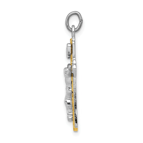 Sterling Silver Crucifix Cross Pendant with Polished and Textured Accents Christian Jewelry
