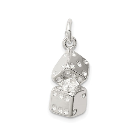 Sterling Silver Dice Pendant Charm with 3D Stacked Dice, Luck and Gambling Theme
