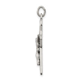 Sterling Silver Crucifix Cross Pendant with Raised Christ, Oxidized Finish, Vintage Religious Style