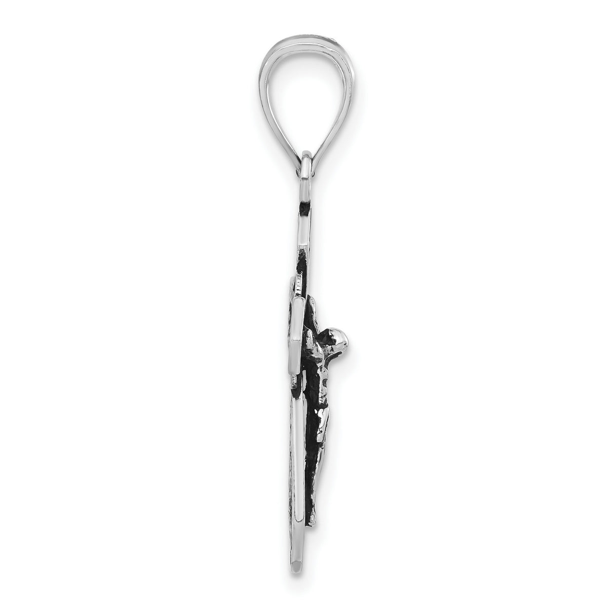 Antiqued Mini INRI Crucifix Charm Pendant in Real 925 Sterling Silver