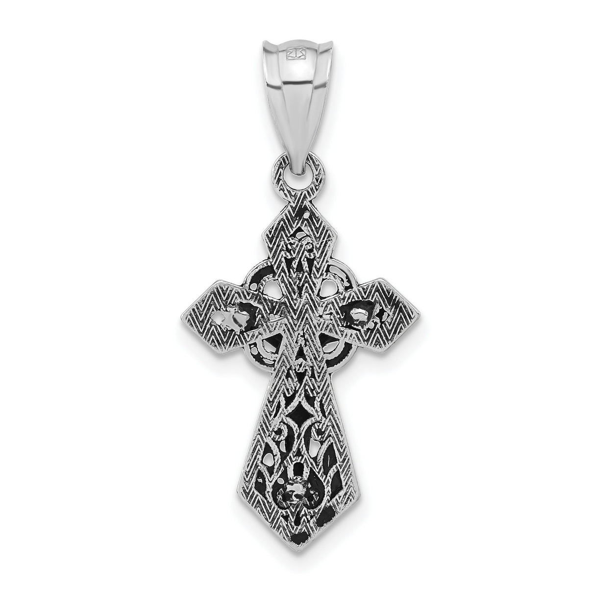 Antiqued Mini INRI Crucifix Charm Pendant in Real 925 Sterling Silver