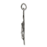 Sterling Silver Crucifix Pendant with INRI and Sculpted Christ, Oxidized Textured Finish