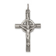 Sterling Silver Crucifix Pendant with INRI and Sculpted Christ, Oxidized Textured Finish