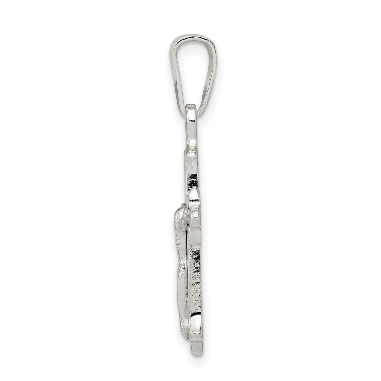 Sterling Silver Crucifix Cross Pendant with Flared Tips, Textured Christian Design