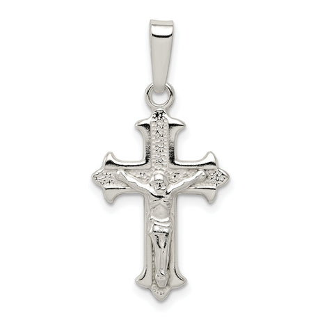 Sterling Silver Crucifix Cross Pendant with Flared Tips, Textured Christian Design