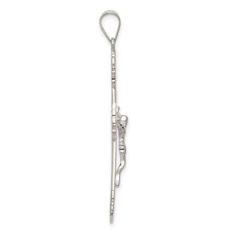 Sterling Silver Crucifix Cross Pendant with INRI Charm, Vintage Baroque Christian Jewelry