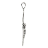 Sterling Silver Crucifix Cross Pendant with Sculpted Jesus and INRI Detail