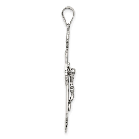 Sterling Silver Crucifix Cross Pendant with Sculpted Jesus and INRI Detail