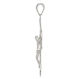Sterling Silver Crucifix Pendant with Leaf Detail and INRI Charm, Religious Christian Jewelry