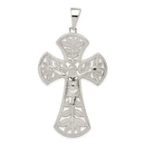 Sterling Silver Crucifix Pendant with Leaf Detail and INRI Charm, Religious Christian Jewelry