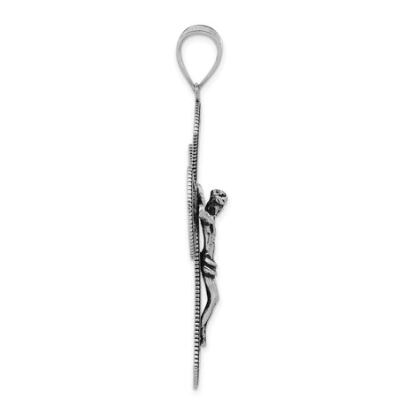 Sterling Silver Crucifix Cross Pendant with INRI Detailing, Vintage Religious Style