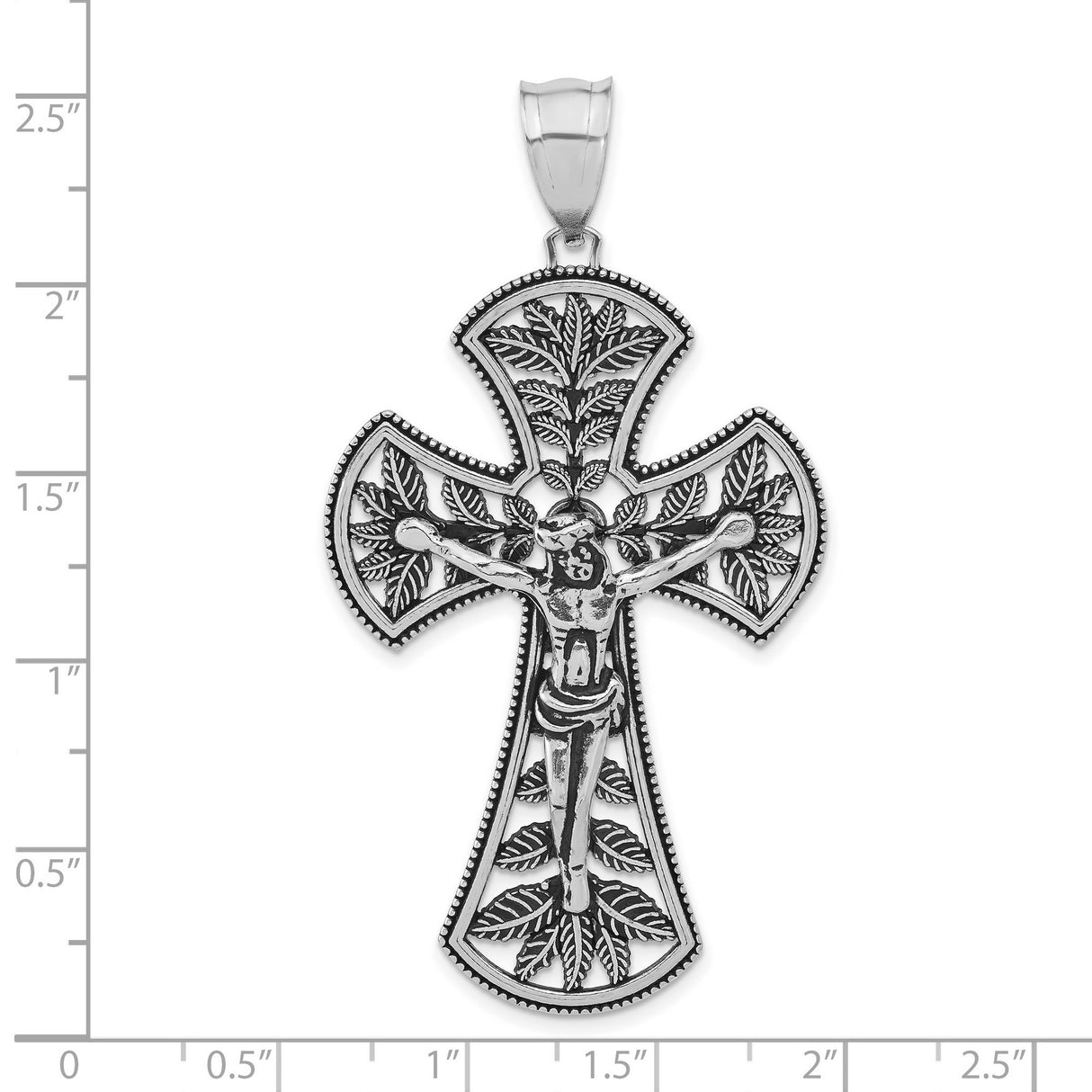Sterling Silver Crucifix Cross Pendant with INRI Detailing, Vintage Religious Style
