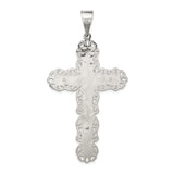 Sterling Silver Cross Pendant with Textured Crucifix, Religious Christian Jewelry for Men and Women