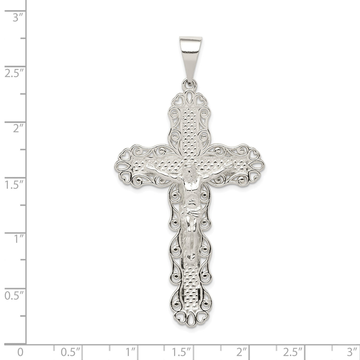 Sterling Silver Cross Pendant with Textured Crucifix, Religious Christian Jewelry for Men and Women