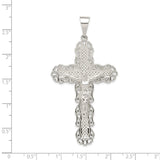 Sterling Silver Cross Pendant with Textured Crucifix, Religious Christian Jewelry for Men and Women
