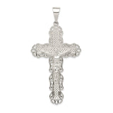 Sterling Silver Cross Pendant with Textured Crucifix, Religious Christian Jewelry for Men and Women
