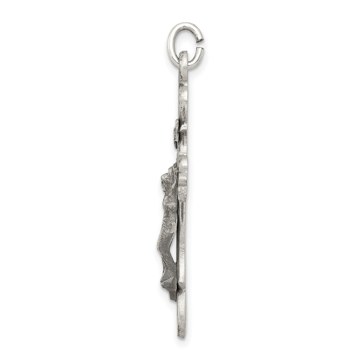 Antiqued and Brushed INRI Crucifix Charm Pendant in Real 925 Sterling Silver