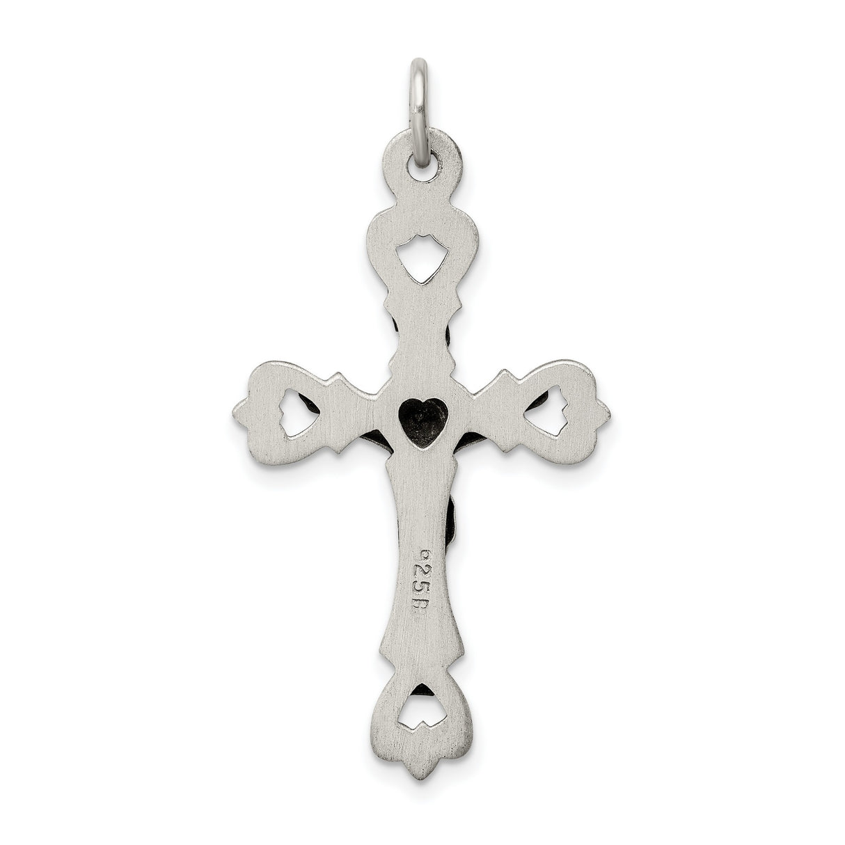 Antiqued and Brushed INRI Crucifix Charm Pendant in Real 925 Sterling Silver