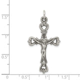 Antiqued and Brushed INRI Crucifix Charm Pendant in Real 925 Sterling Silver