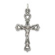 Antiqued and Brushed INRI Crucifix Charm Pendant in Real 925 Sterling Silver