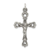 Antiqued and Brushed INRI Crucifix Charm Pendant in Real 925 Sterling Silver