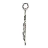 Sterling Silver Crucifix Pendant with INRI Jesus Cross, Antiqued Brushed Finish, Religious Charm