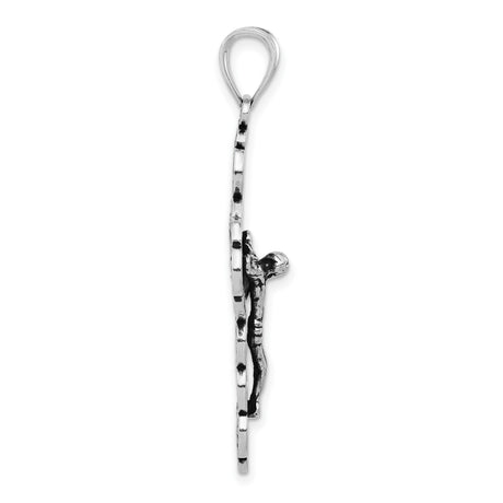 Sterling Silver Crucifix Pendant with INRI Cross and Filigree Design
