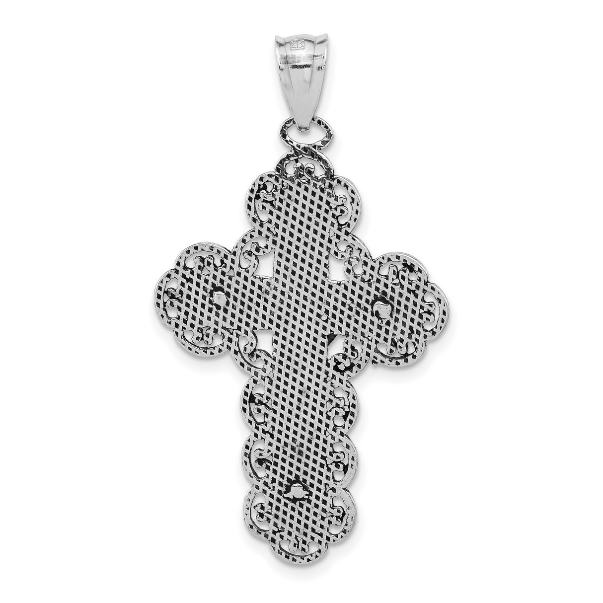 Sterling Silver Crucifix Pendant with INRI Cross and Filigree Design