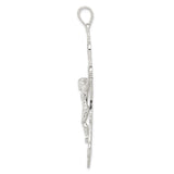 Sterling Silver Crucifix Cross Pendant with INRI Detail and Baroque Floral Motif