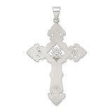 Sterling Silver Crucifix Cross Pendant with INRI Detail and Baroque Floral Motif