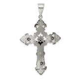 Sterling Silver Crucifix Cross Pendant with Detailed Jesus Figure and Fleur-de-Lis Design