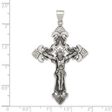 Sterling Silver Crucifix Cross Pendant with Detailed Jesus Figure and Fleur-de-Lis Design