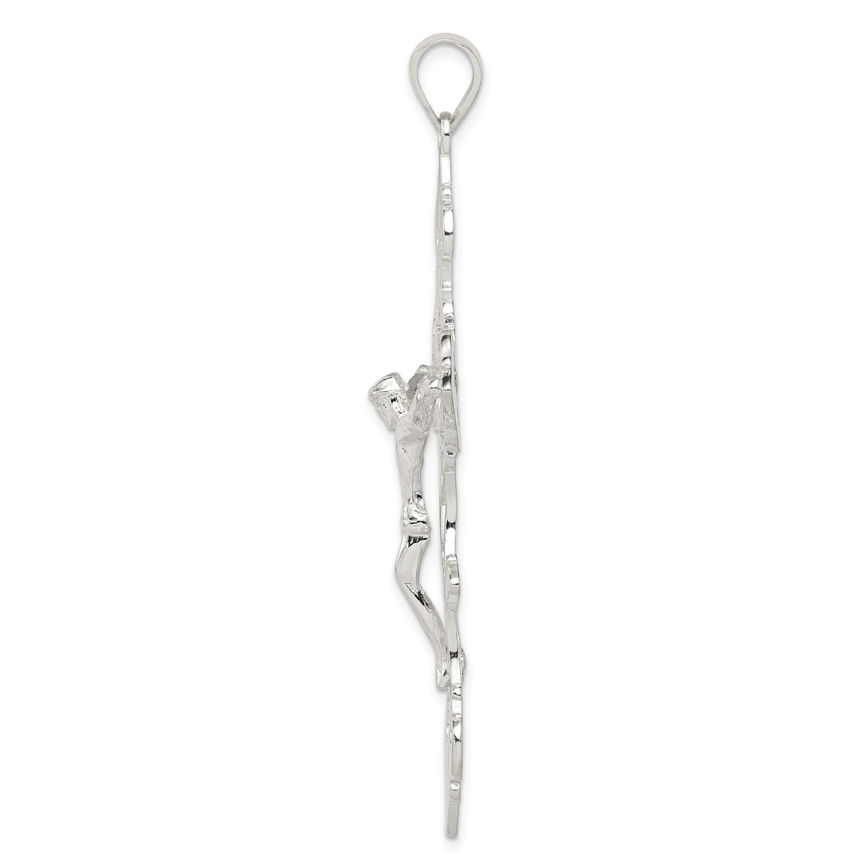 Sterling Silver Crucifix Pendant with Jesus on Cross and INRI Design
