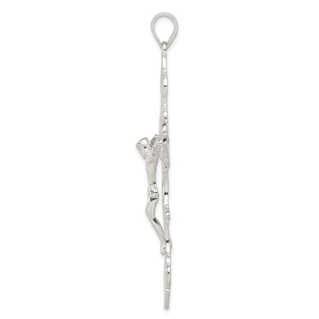Sterling Silver Crucifix Pendant with Jesus on Cross and INRI Design