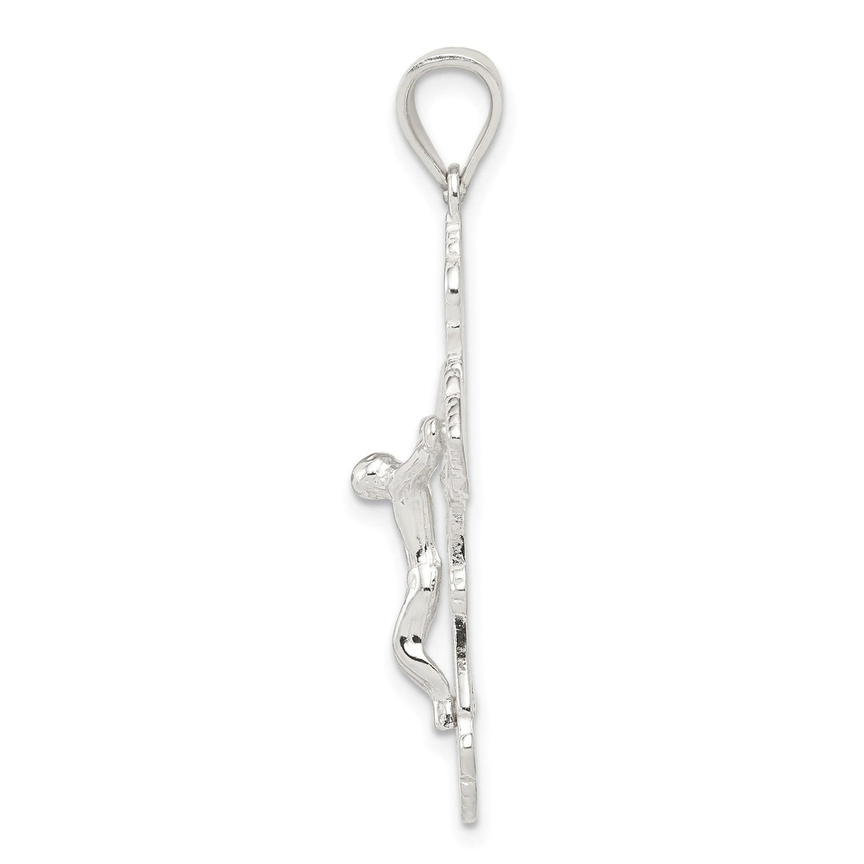 Sterling Silver Crucifix Cross Pendant with Jesus, Openwork INRI Christian Design
