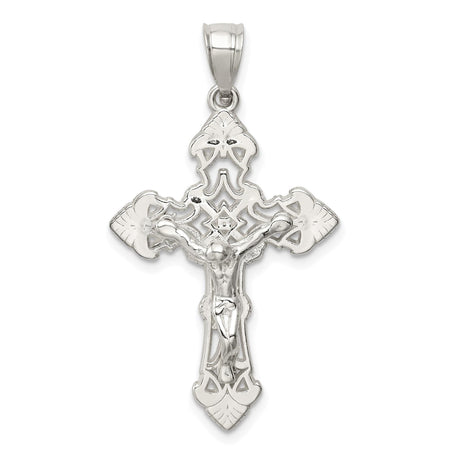 Sterling Silver Crucifix Cross Pendant with Jesus, Openwork INRI Christian Design